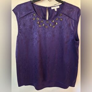 Purple Embellished Sleeveless Blouse XL – Dressy Work to Evening Top